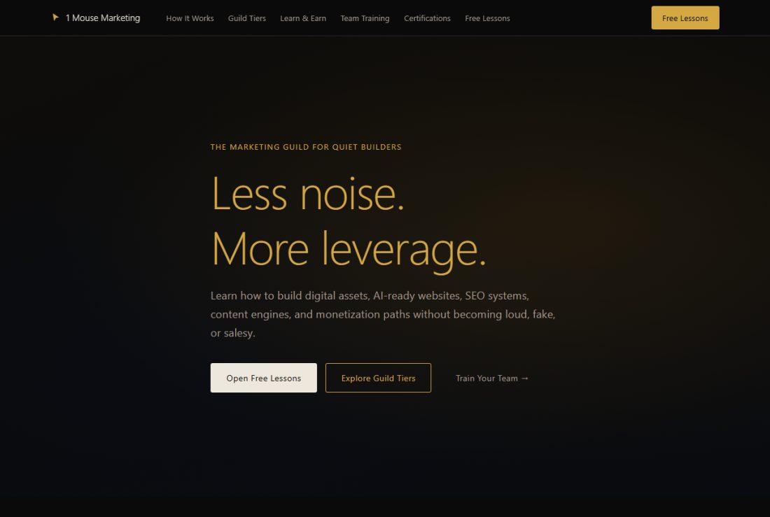 Homepage of 1MouseMarketing.com