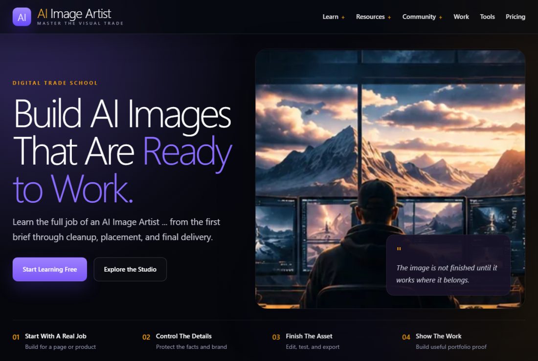 Homepage of AIImageArtist.com