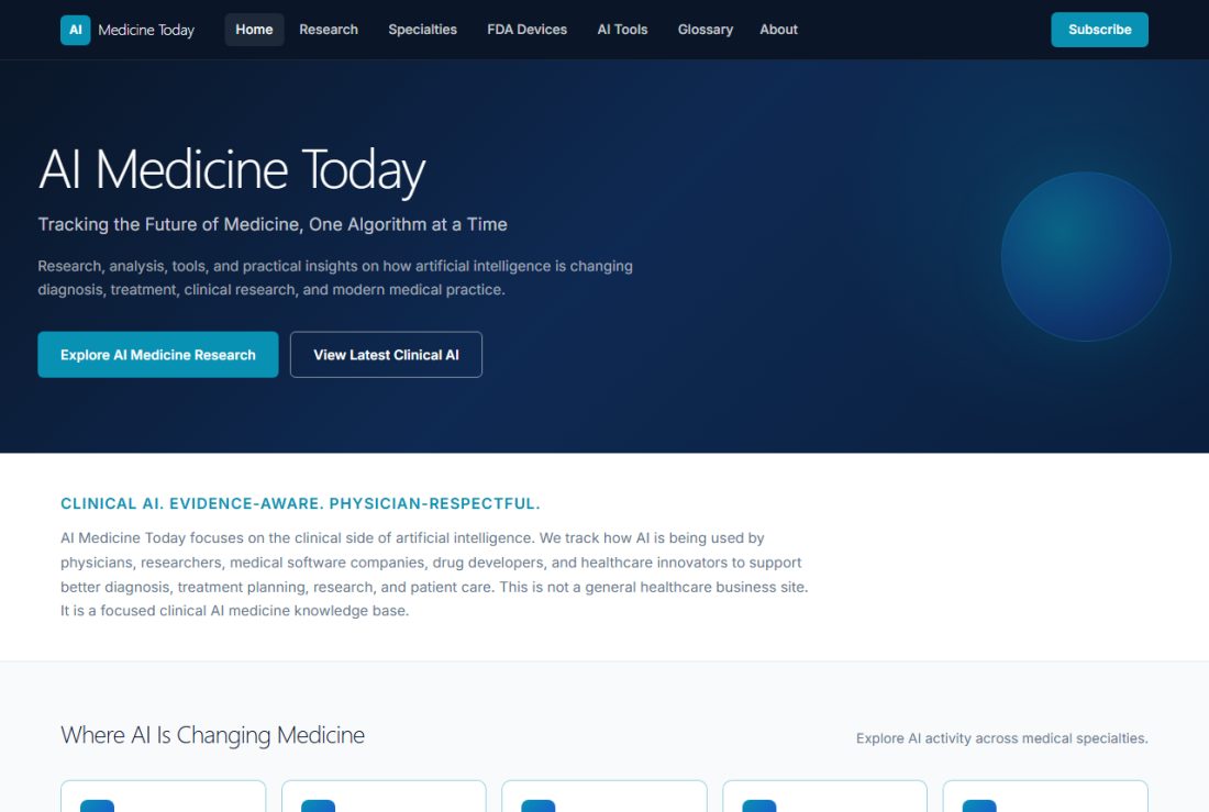 Homepage of AIMedicineToday.com