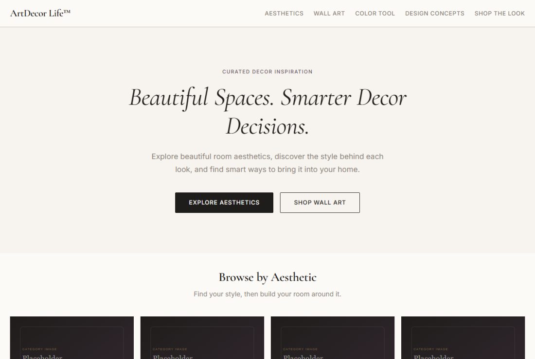 Homepage of ArtDecorLife.com
