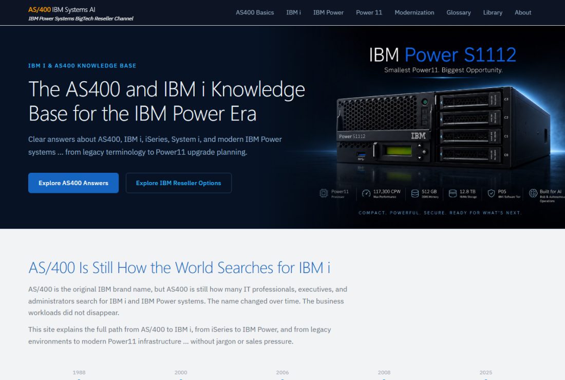 Homepage of AS400IBMSystems.com