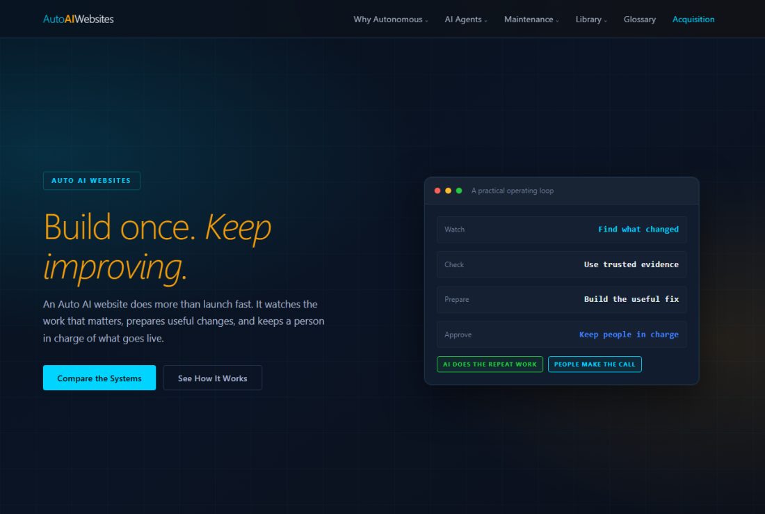 Homepage of AutoAIWebsites.com