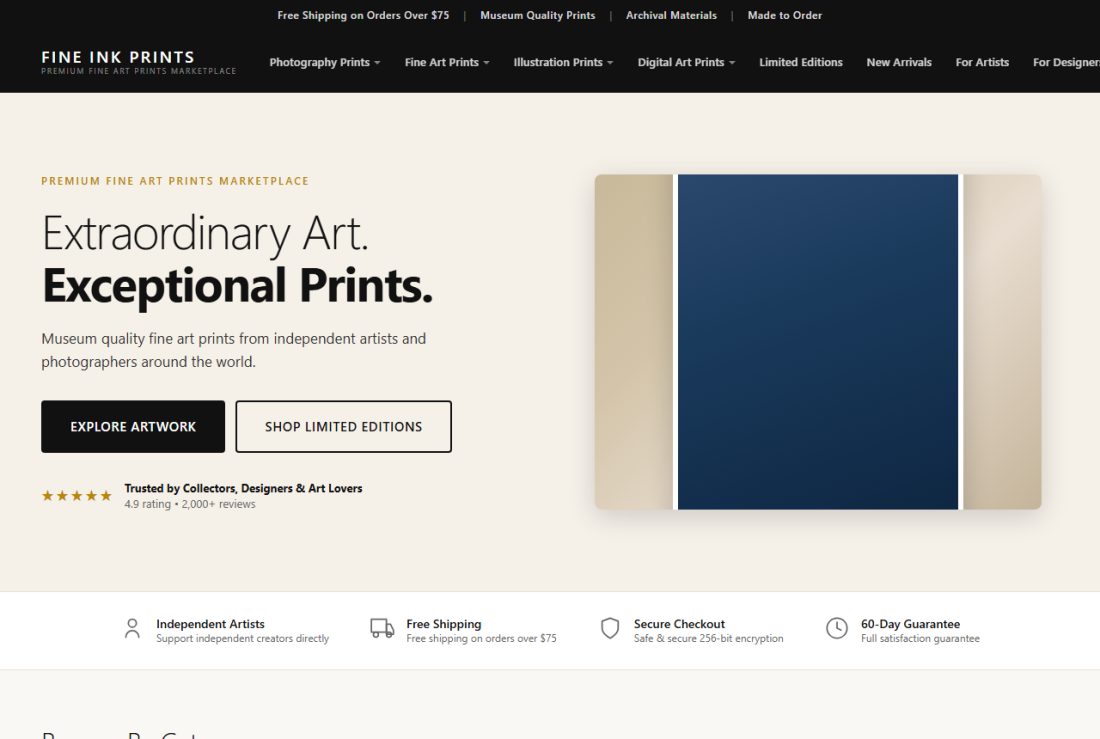 Homepage of FineInkPrints.com
