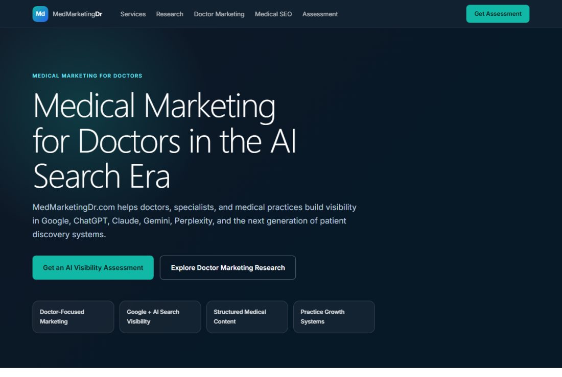 Homepage of MedMarketingDr.com