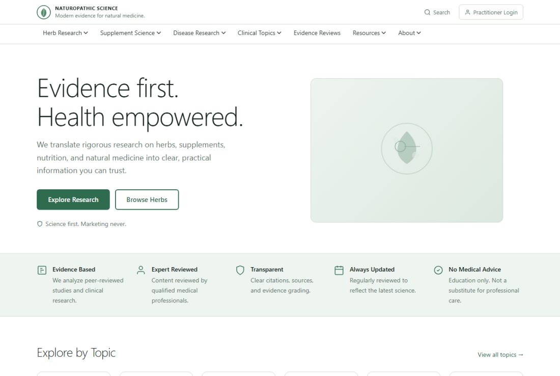 Homepage of NaturopathicScience.com