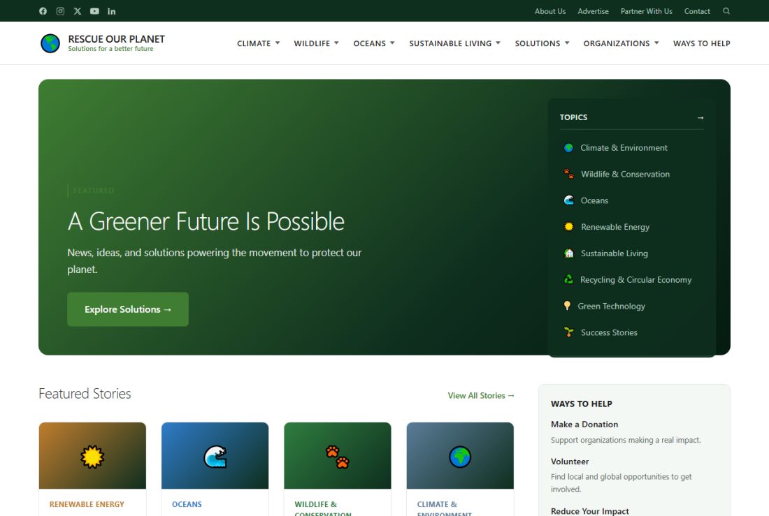 Homepage of RescueOurPlanet.com