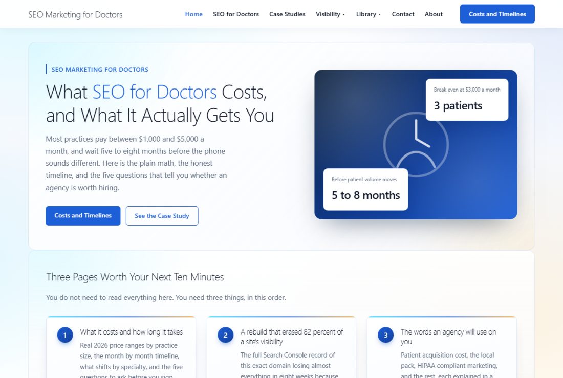 Homepage of SEOMarketingDr.com
