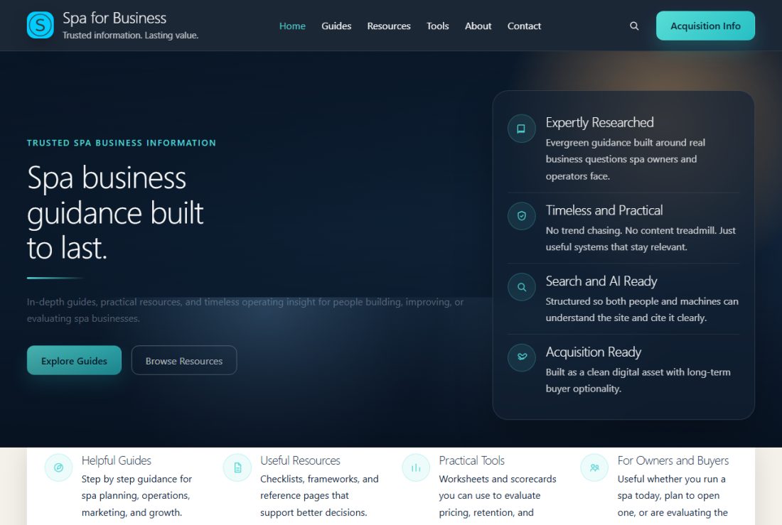 Homepage of SpaForBusiness.com