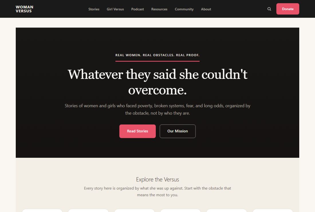 Homepage of WomanVersus.com